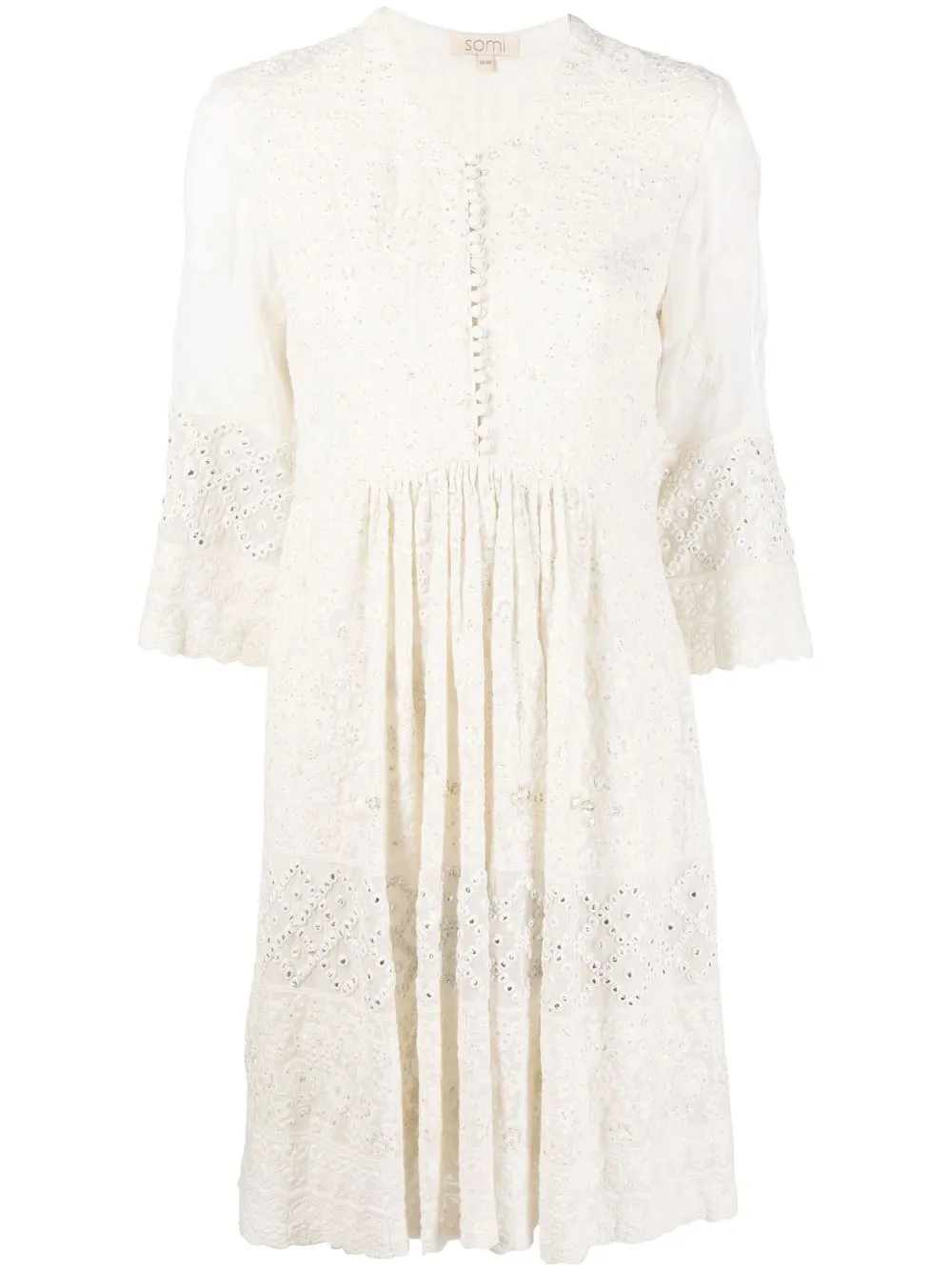 

SOMI Lucknowi embroidered mini dress - Neutrals