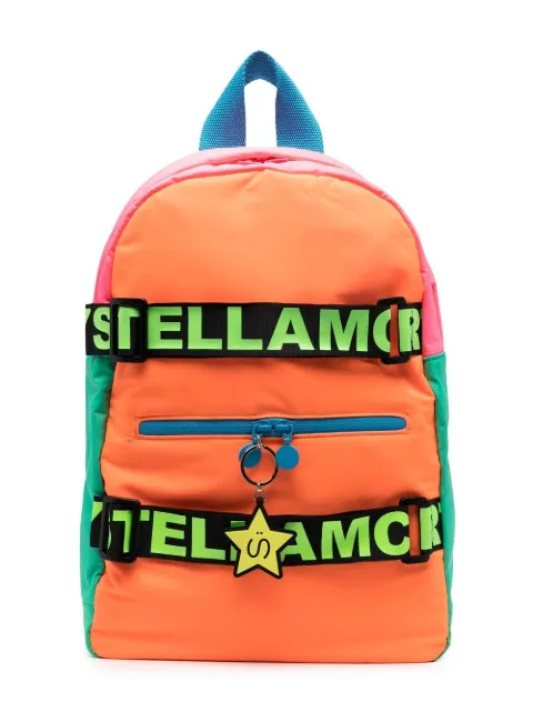 Stella McCartney Kids شنطة ظهر بسحاب وشعار الماركة