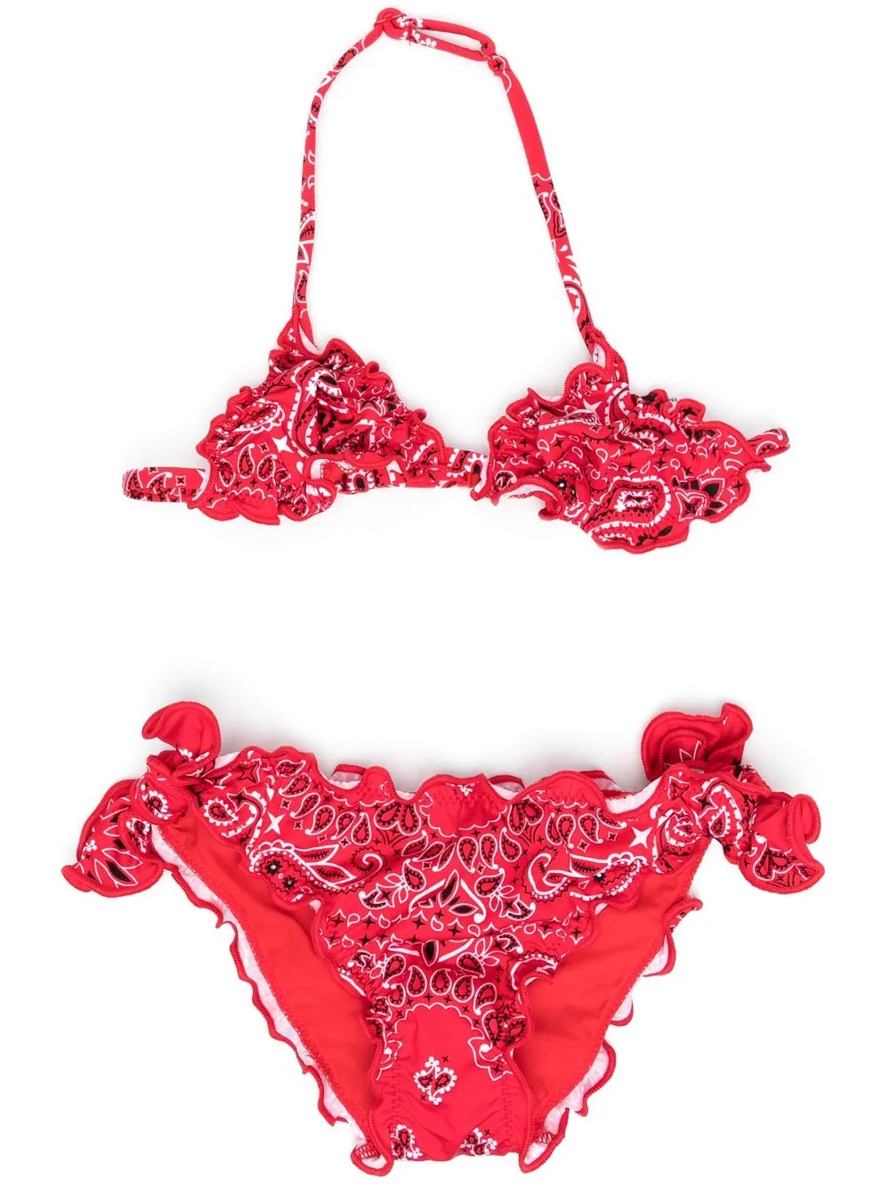 

MC2 Saint Barth Kids paisley-print ruched bikini set - Red