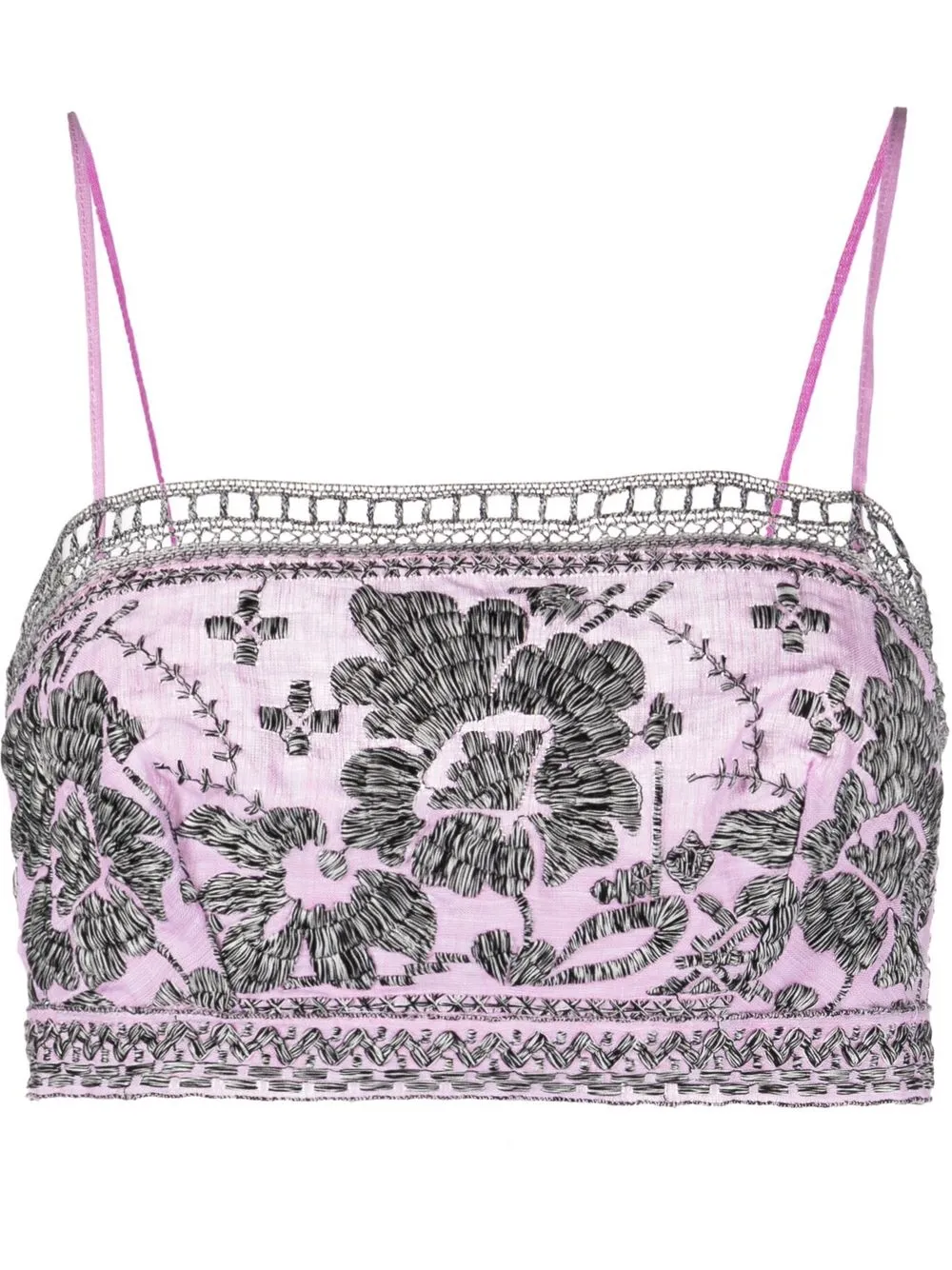 

Ermanno Scervino floral-embroidered cropped top - Pink