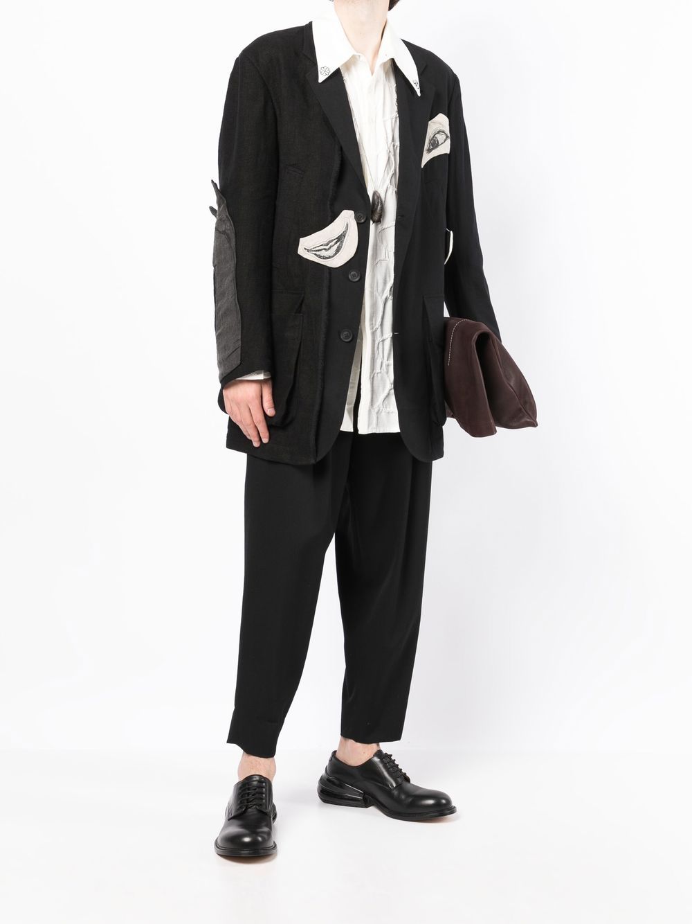 Yohji Yamamoto Blazer met print - Zwart