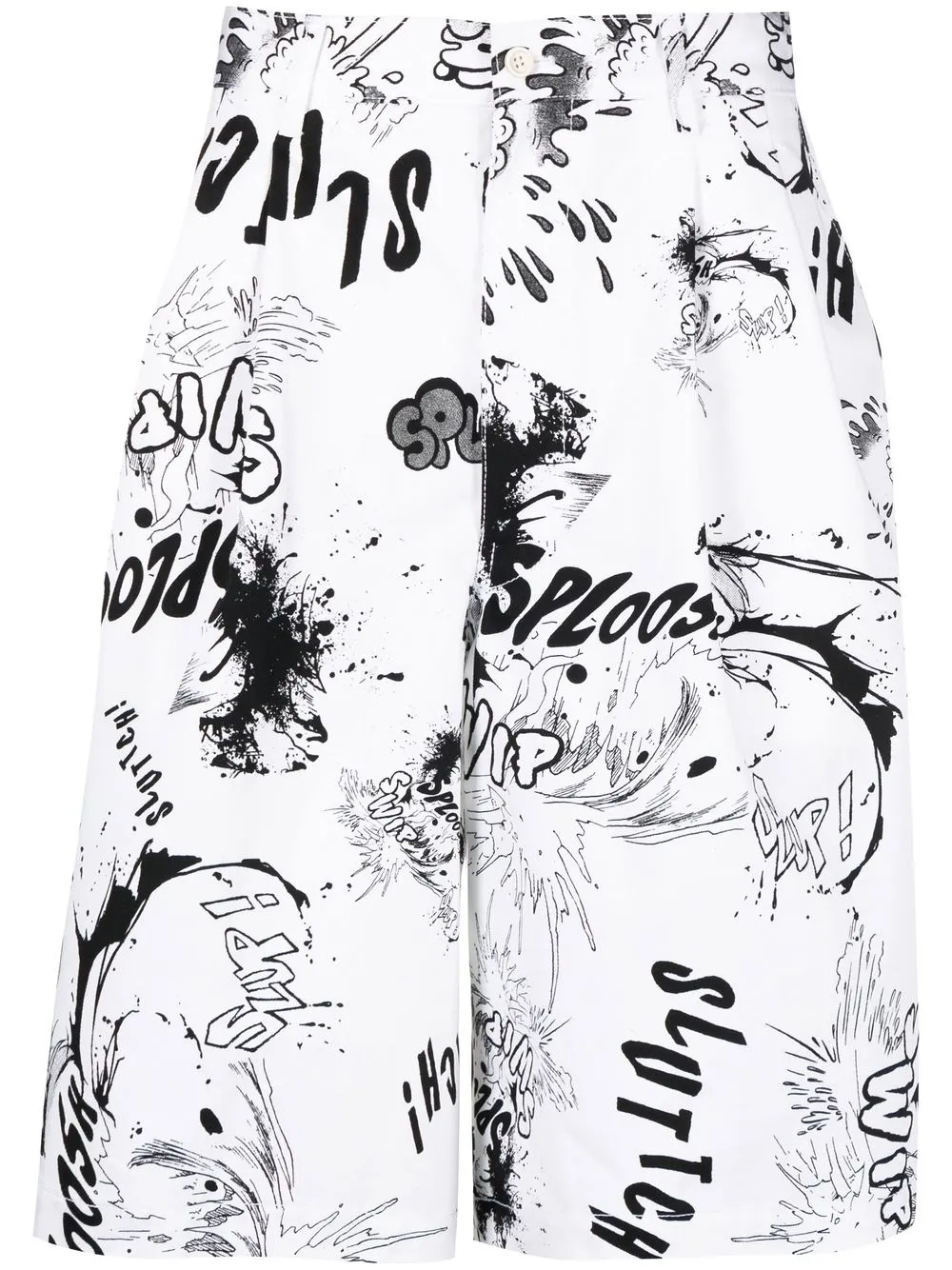 

Comme Des Garçons Shirt slogan-print wide bermuda-shorts - White