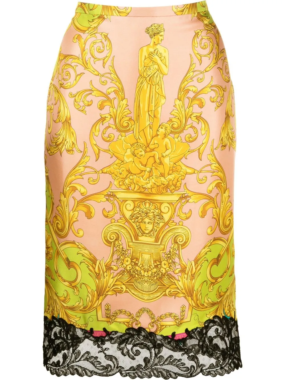 

Versace Barocco lace-trim skirt - Green