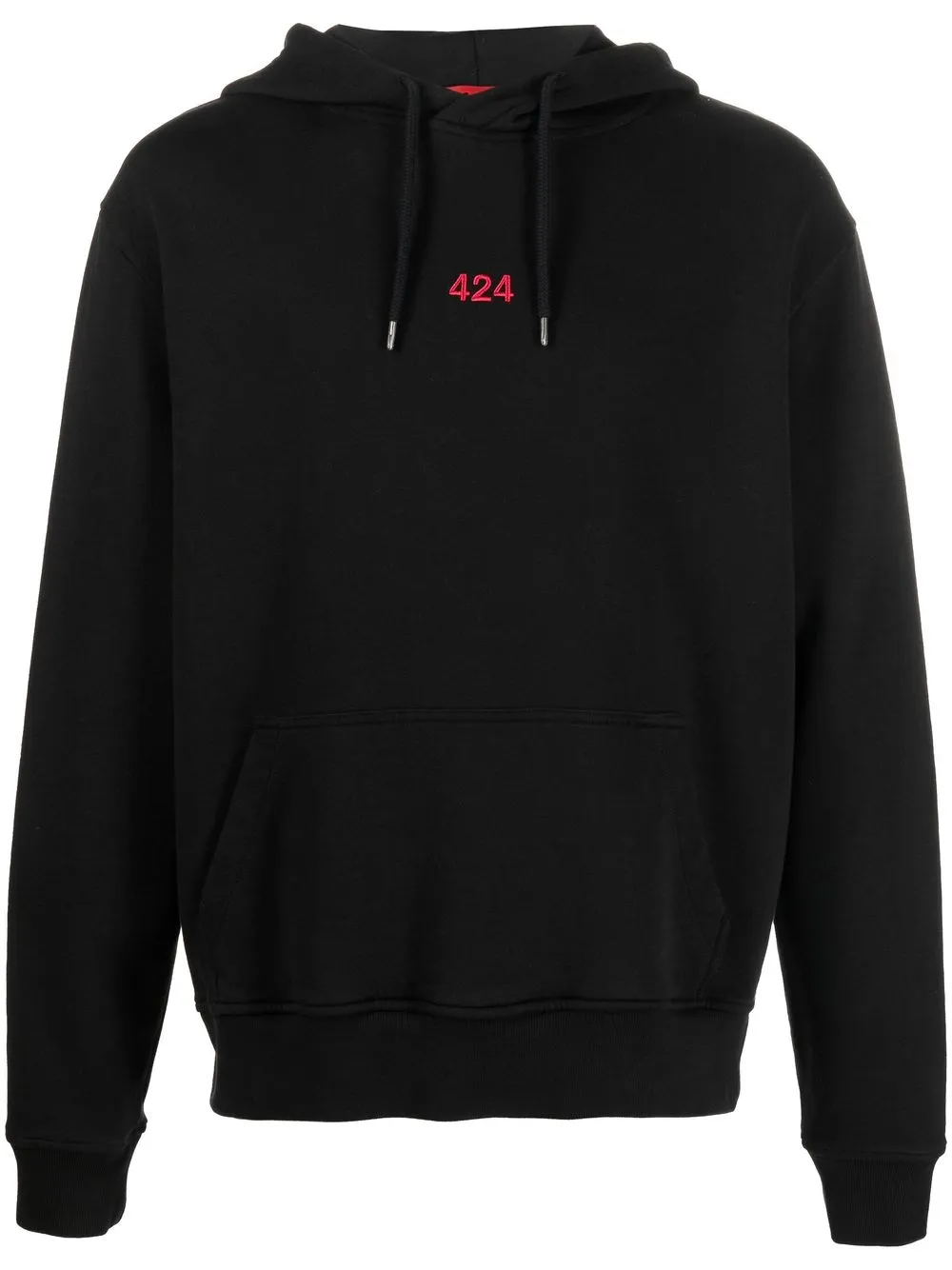 

424 embroidered-logo detail hoodie - Black