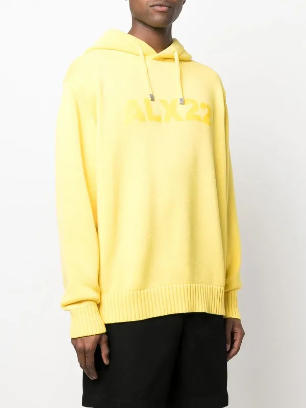 【ALYX】Yellow Treated Logo Hoodie 1017 ALYX 9SM logo-print Knitted Hoodie | Yellow | FARFETCH