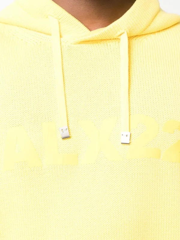 【ALYX】Yellow Treated Logo Hoodie 1017 ALYX 9SM logo-print Knitted Hoodie | Yellow | FARFETCH