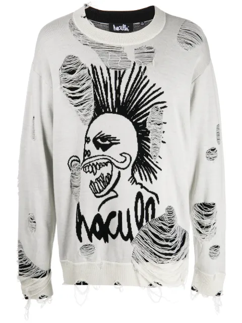 Haculla logo-knit distressed jumper