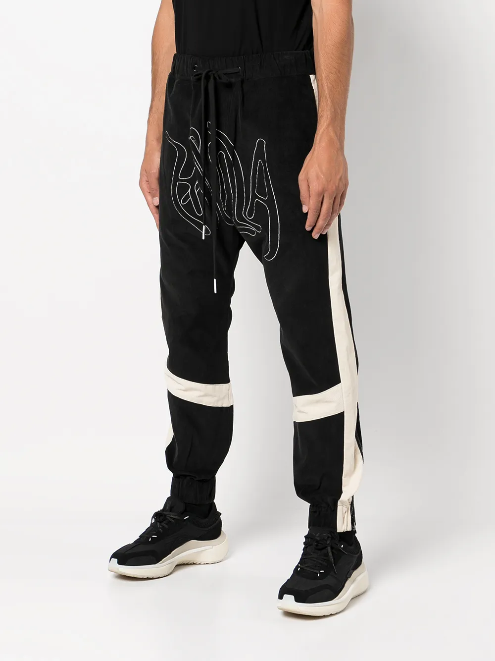 Affordable Marni embroidered-logo drop-crotch trousers Men