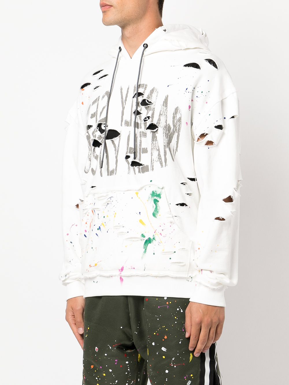 Shop Mostly Heard Rarely Seen Distressed Paint-splattered Hoodie In White