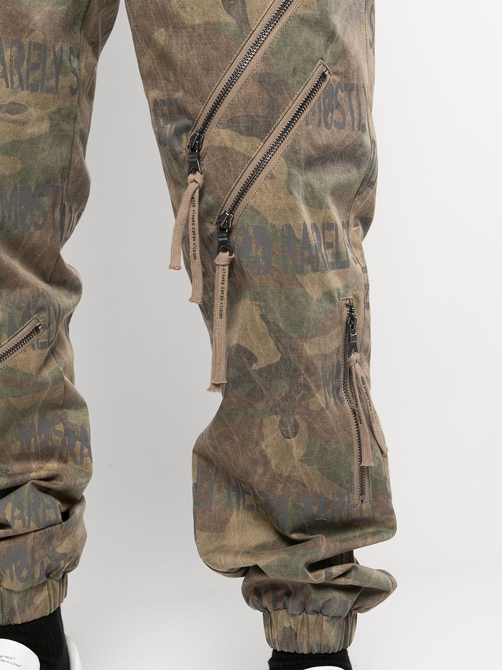 Shop Mostly Heard Rarely Seen Camouflage Zip-detail Trousers In Brown