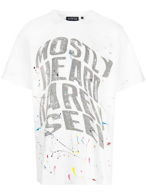 Mostly Heard Rarely Seen playera con texto retorcido