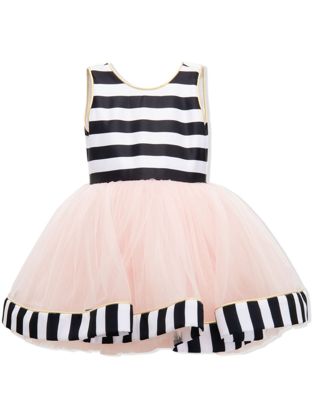 Tulleen Kids' Stripe-pattern Tulle Dress In White