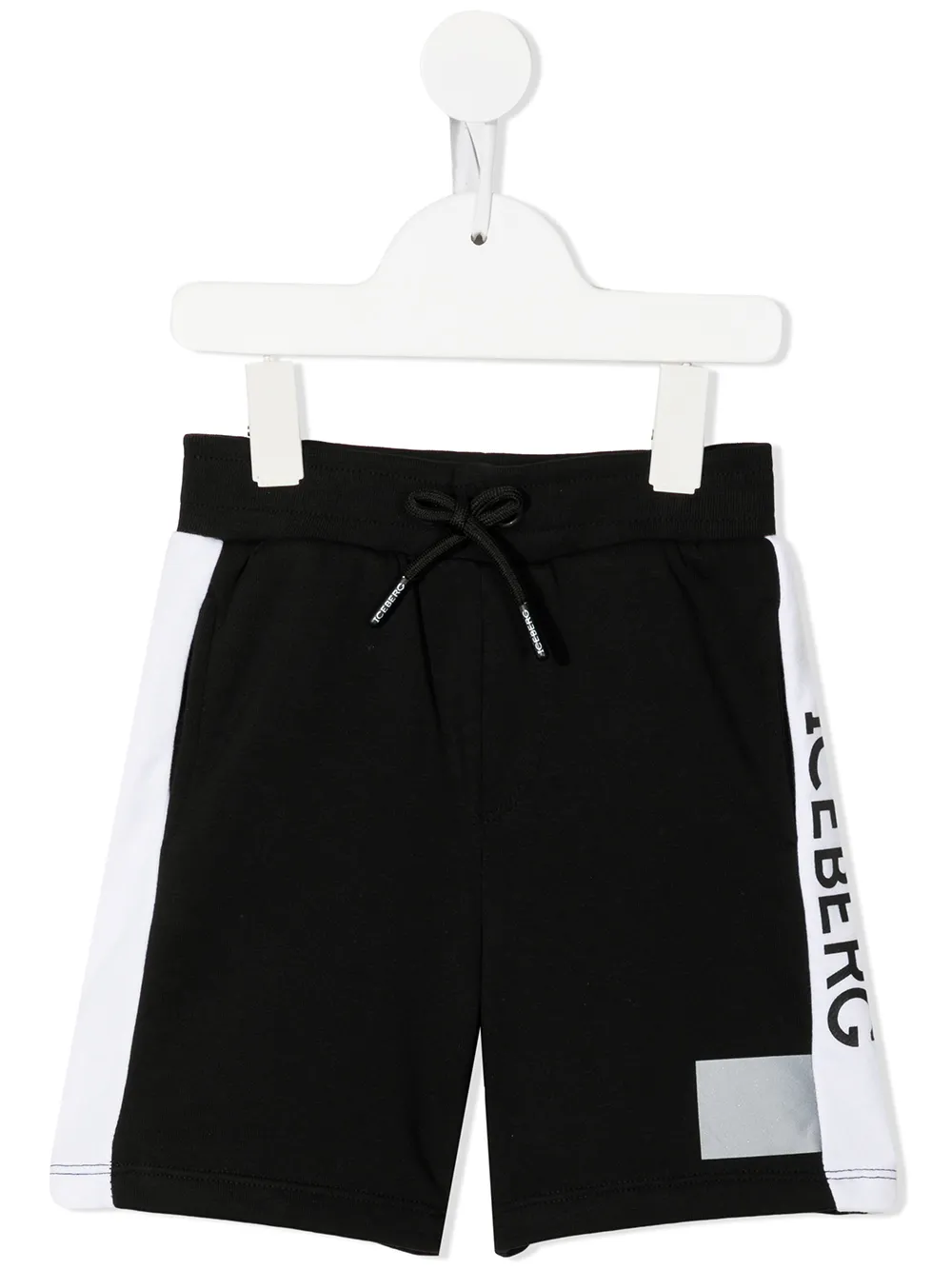 

Iceberg Kids side-stripe logo-print shorts - Black