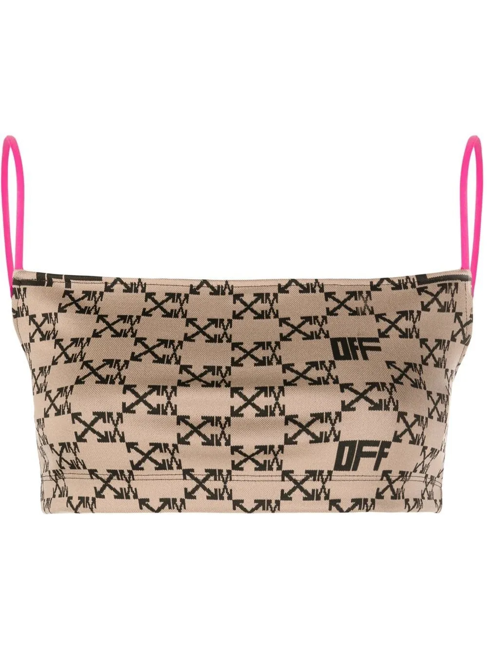

Off-White logo print crop top - Brown