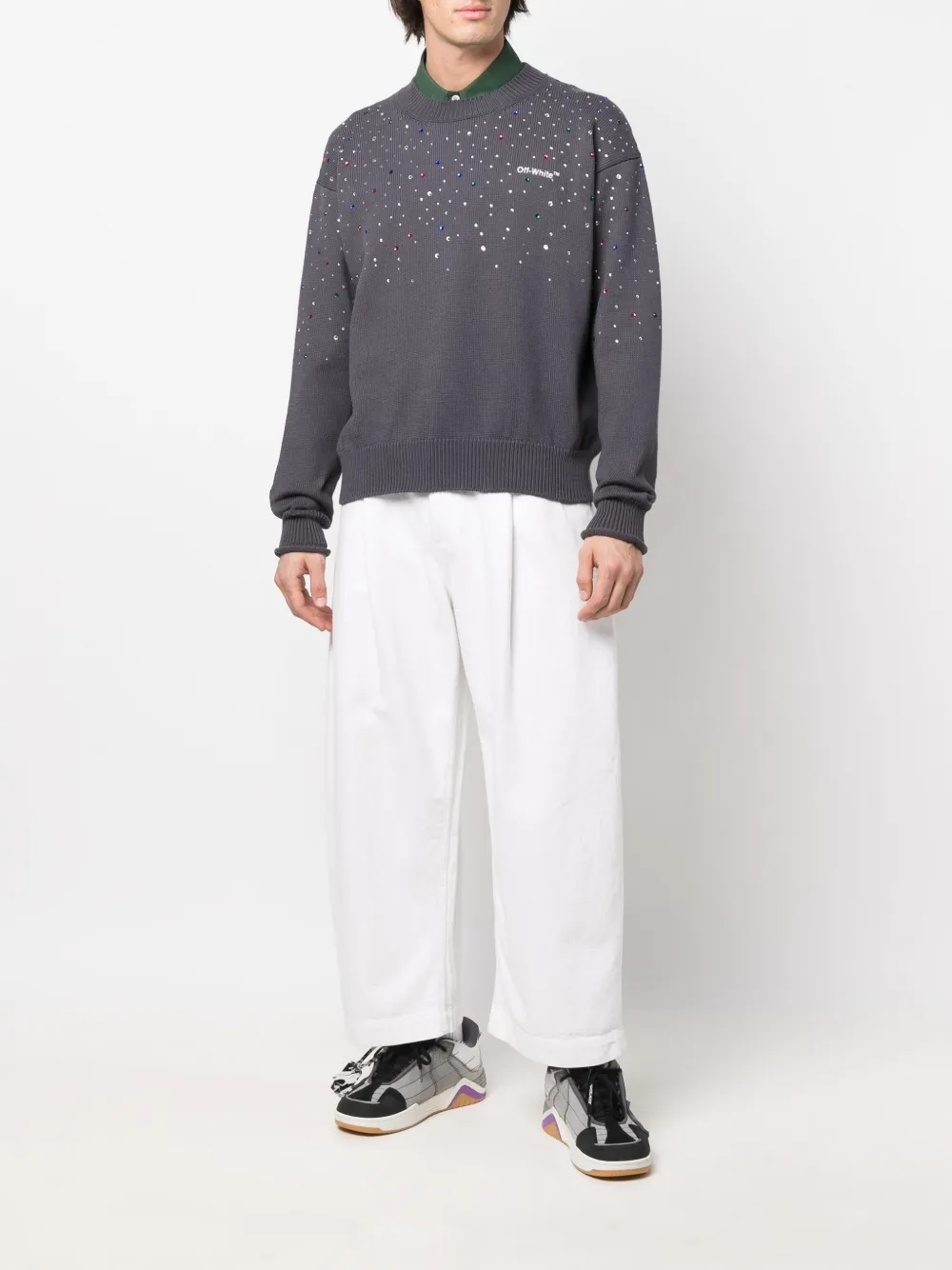 Off-White Trui verfraaid met stras - Grijs
