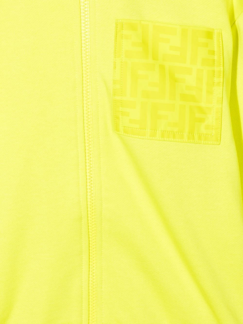 Shop Fendi Ff-logo Zip-up Hoodie In Yellow