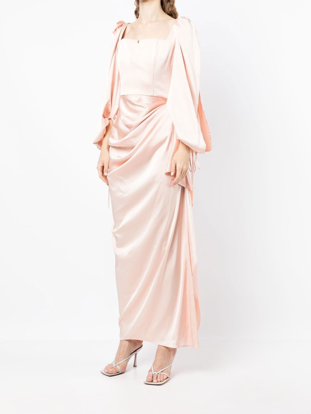 BAZZA ALZOUMAN Satin gathered-side Gown - Farfetch