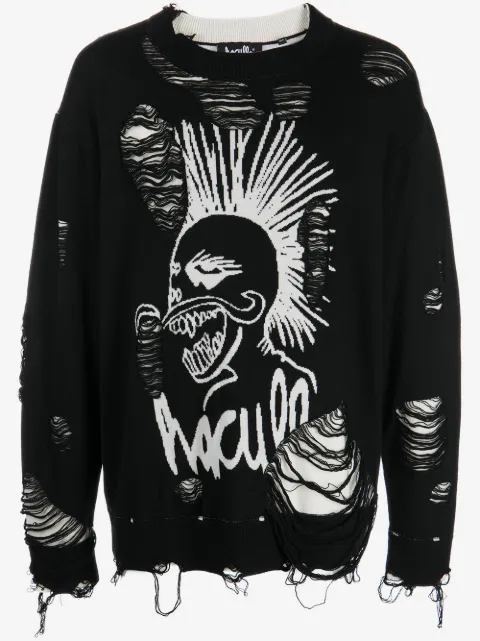 Haculla logo-knit distressed jumper