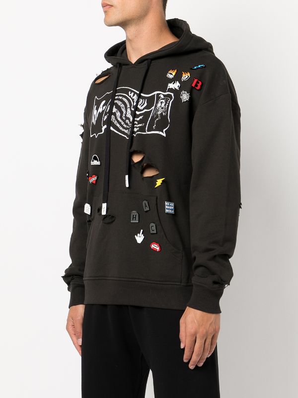 Haculla Distressed pin-detailed Hoodie - Farfetch