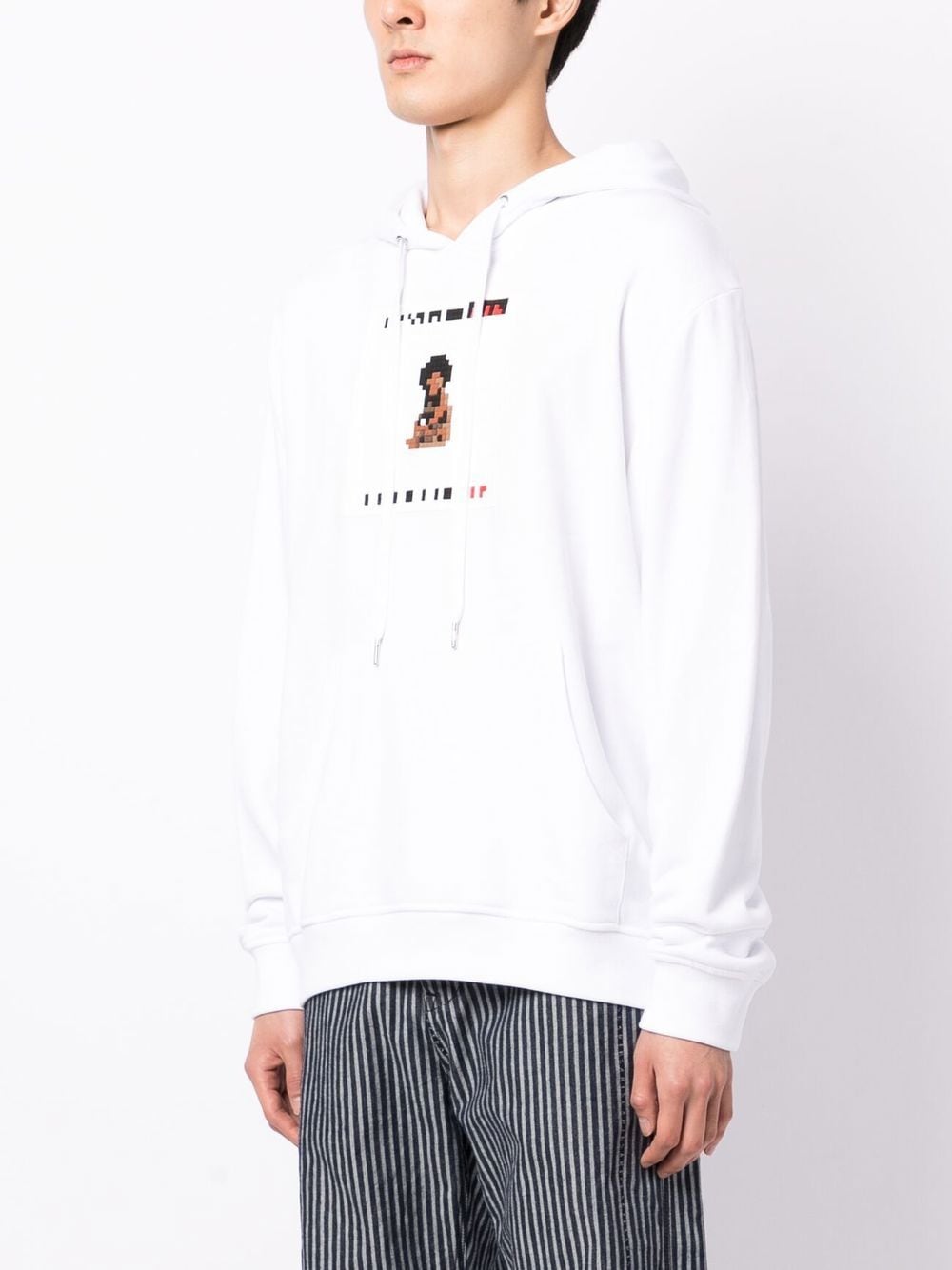 Shop Mostly Heard Rarely Seen 8-bit Graphic-print Cotton Hoodie In White