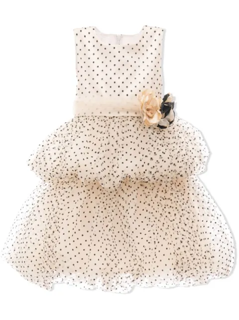 Tulleen polka-dot flared dress