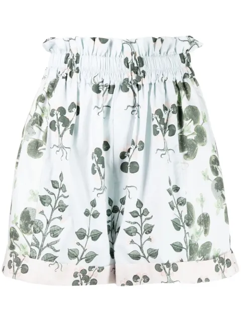 Biyan floral-print paperbag-waist shorts