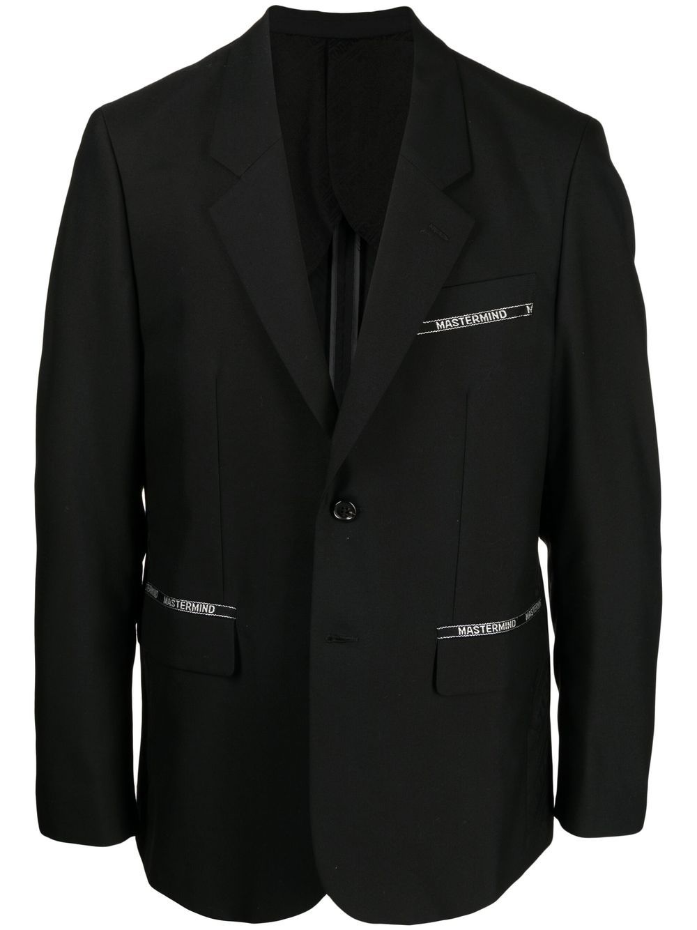 Mastermind World logo-patch single-breasted blazer - Black