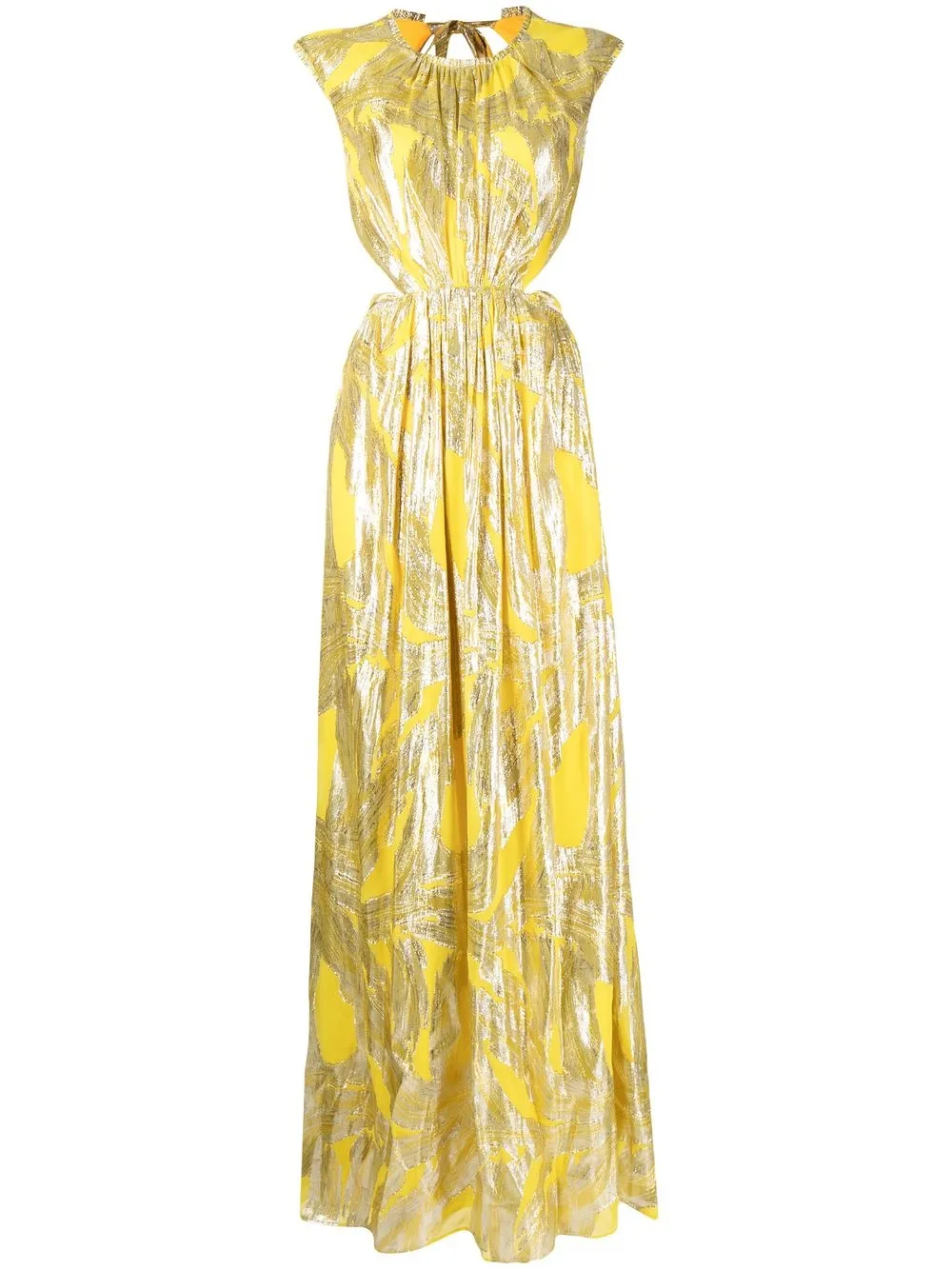 

Rebecca Vallance Navarro metallic-print open-back gown - Gold