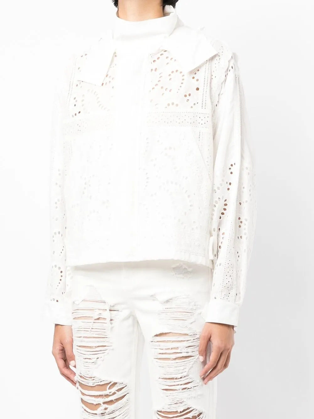 Shop Goen J Cropped Hooded Jacket In White