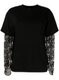 Goen.J lace-sleeve crew neck T-shirt - Black