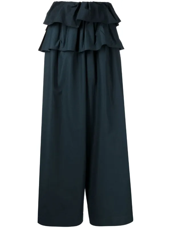 Goen.J Layered Ruffled wide-leg 