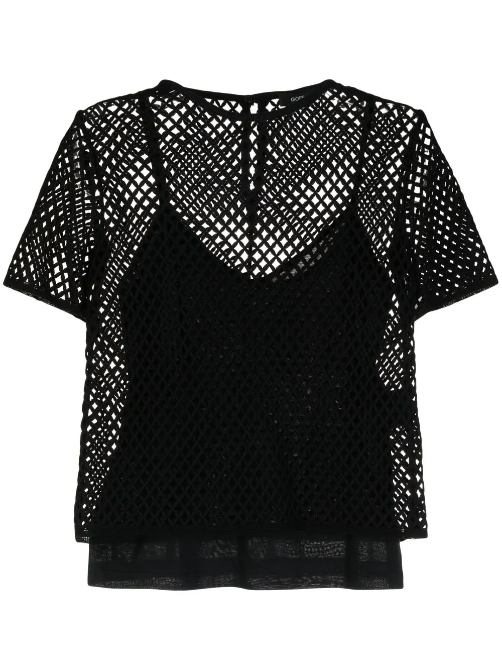 Goen J Open-knit Short-sleeved T-shirt In Black