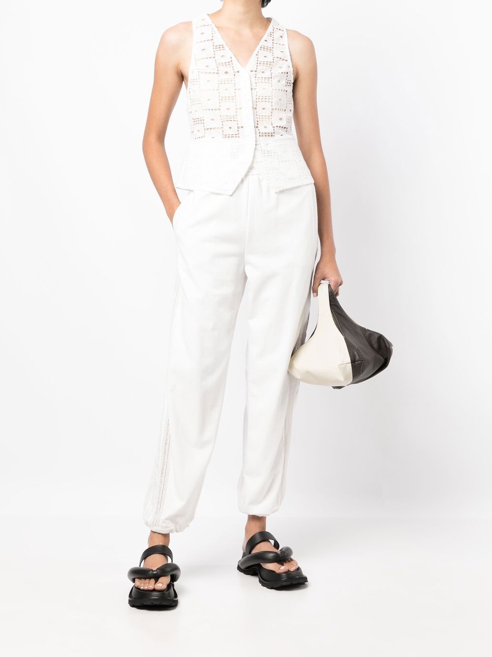 Shop Goen J Cut Out-detail Track Pants In White