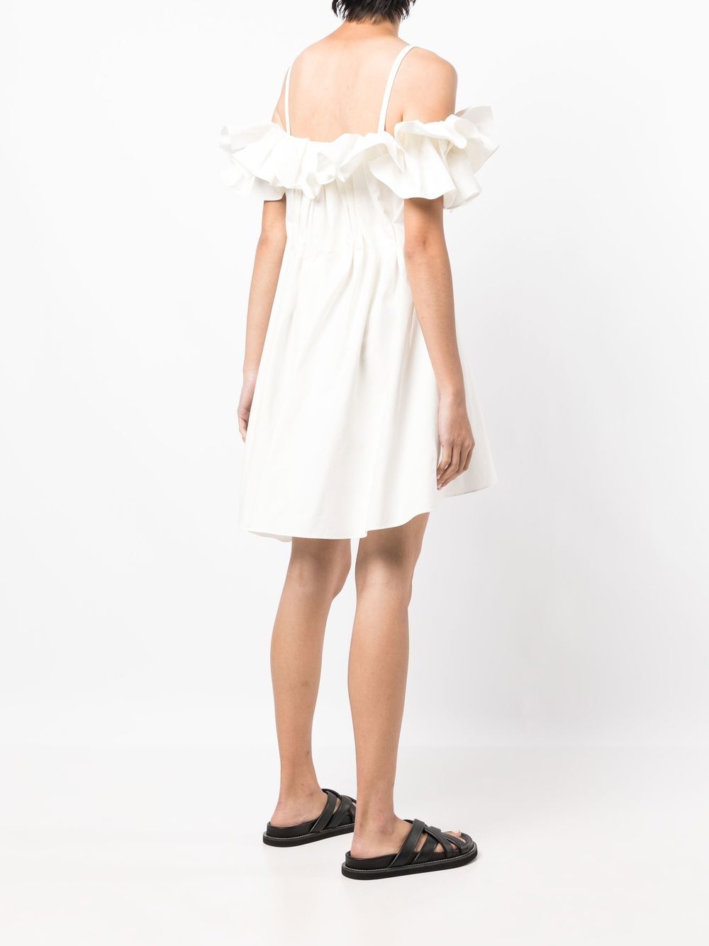 Shop Goen J Cold-shoulder Ruffled Dress In White