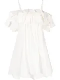 Goen.J cold-shoulder ruffled dress - White