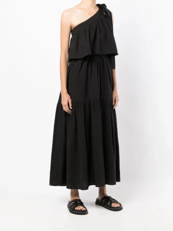 goen.j one shoulder dress GOEN.J One cold Shoulder Striped Dress back and white Size 6