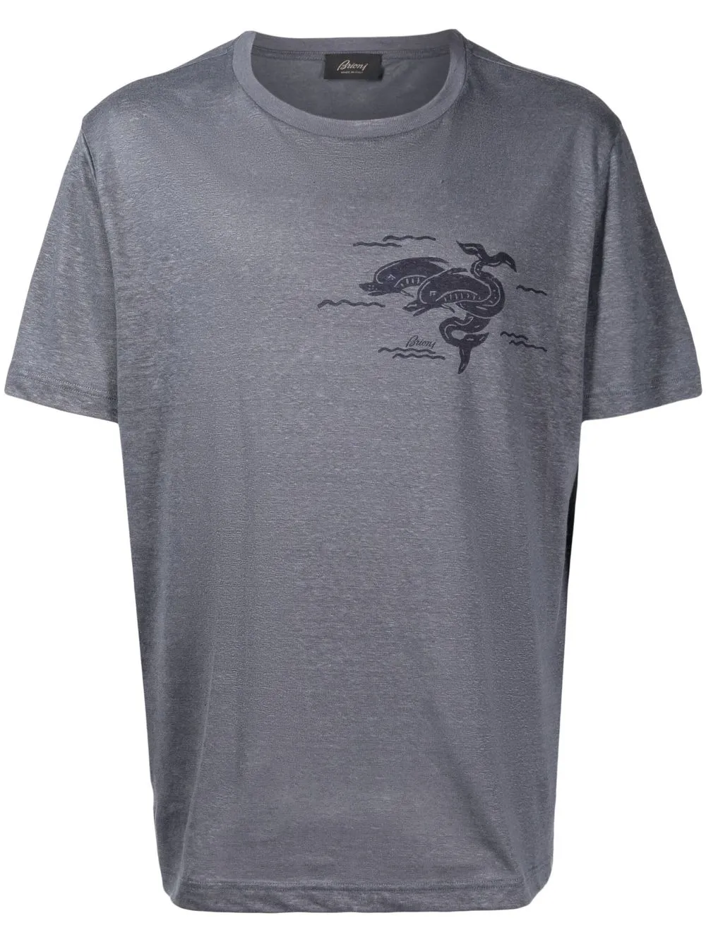 

Brioni dolphins-motif mélange-effect T-Shirt - Blue