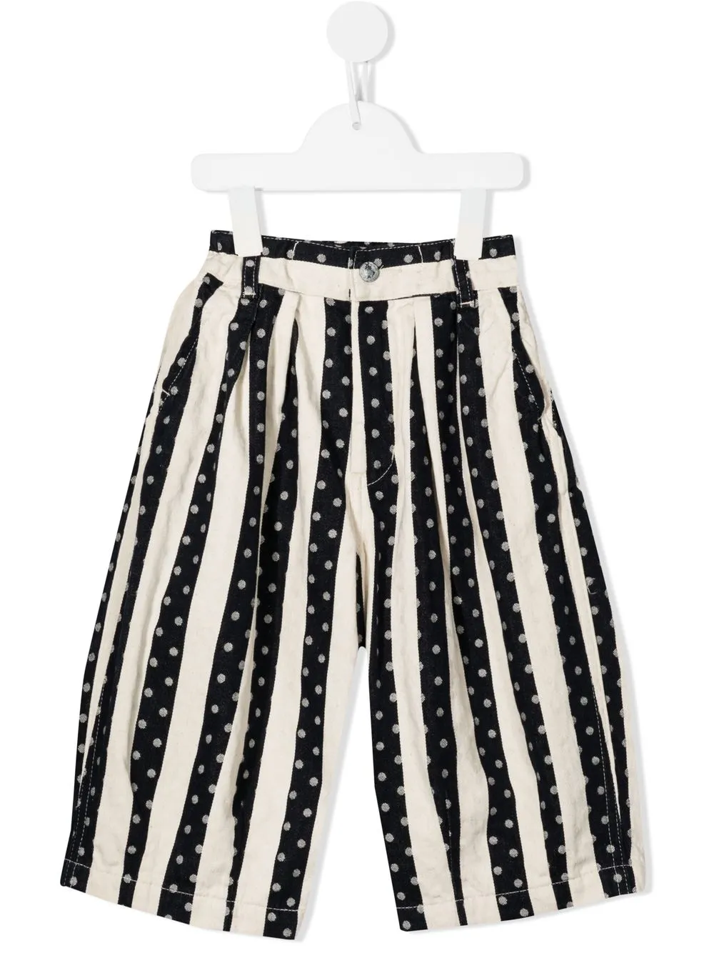 

Denim Dungaree pantalones con paneles y estampado de lunares - Azul