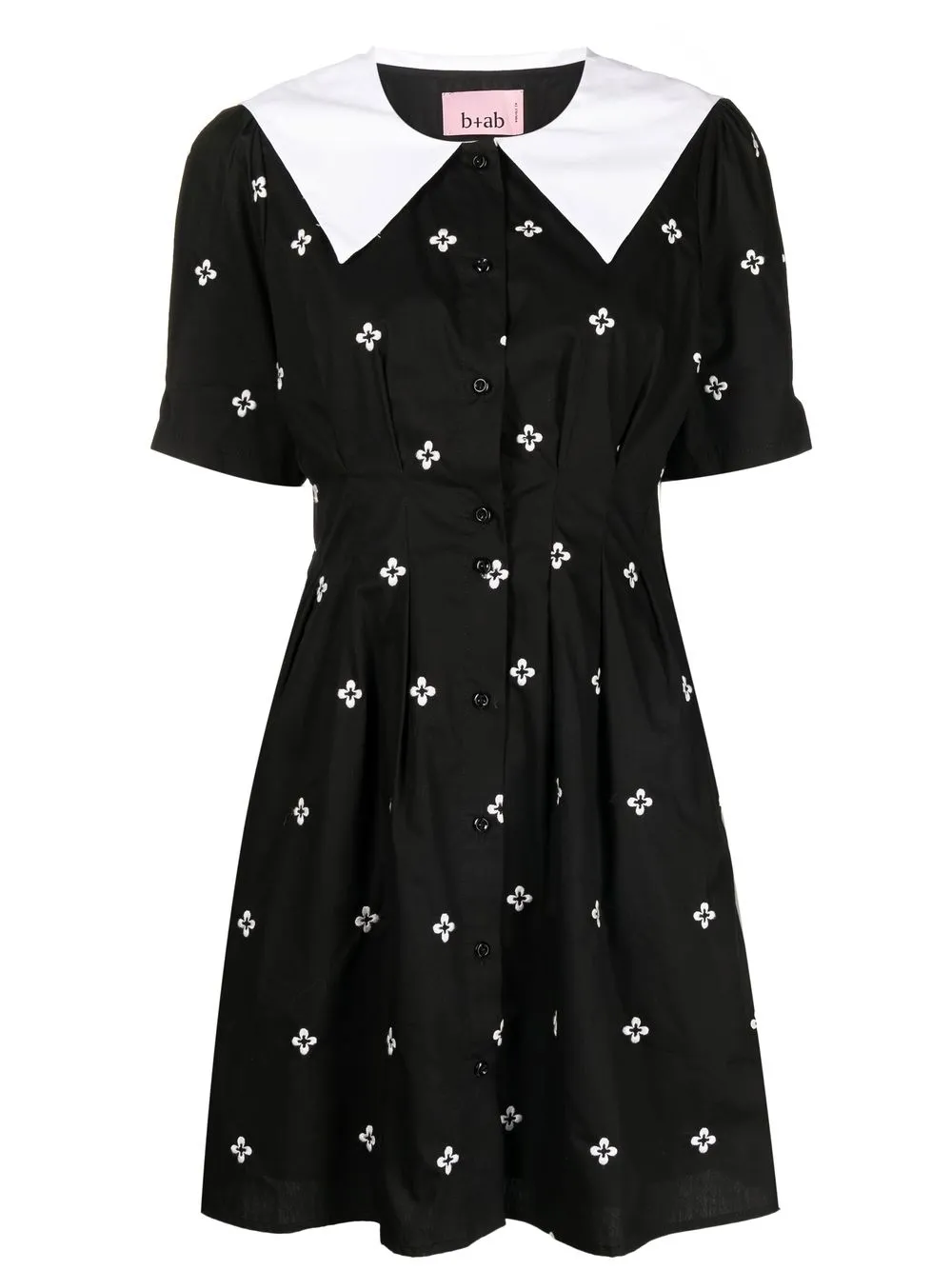 

b+ab vestido camisero con bordado floral - Negro