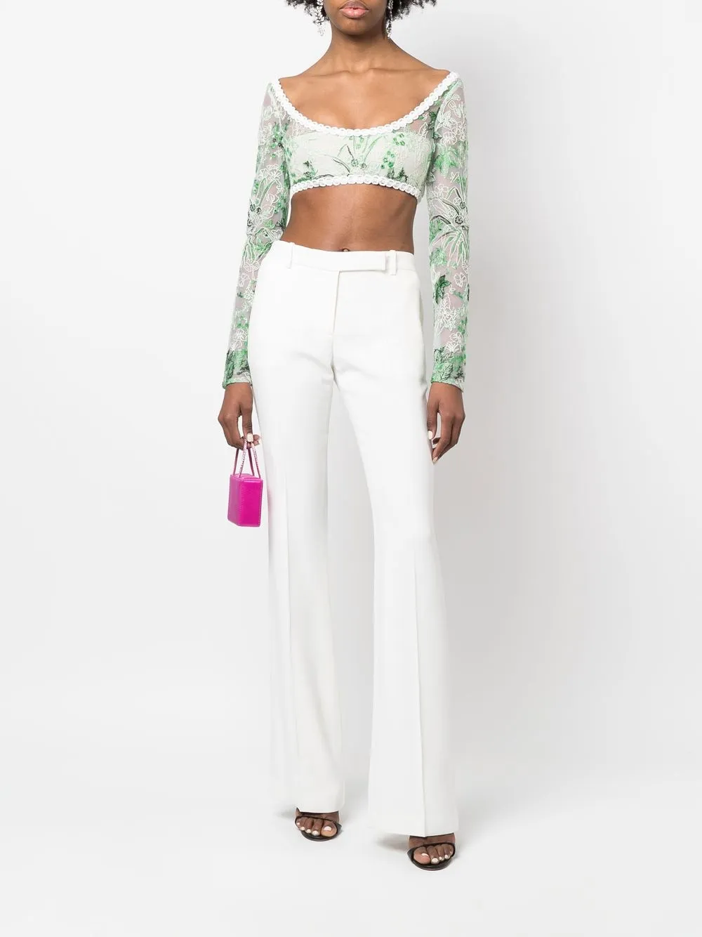Giambattista Valli Top met geborduurde bloemen - Groen