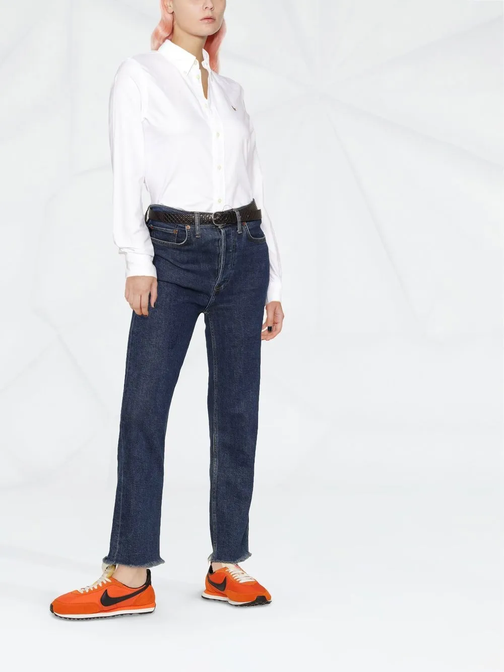Polo Ralph Lauren Logo Embroidery Cottond Shirt In White
