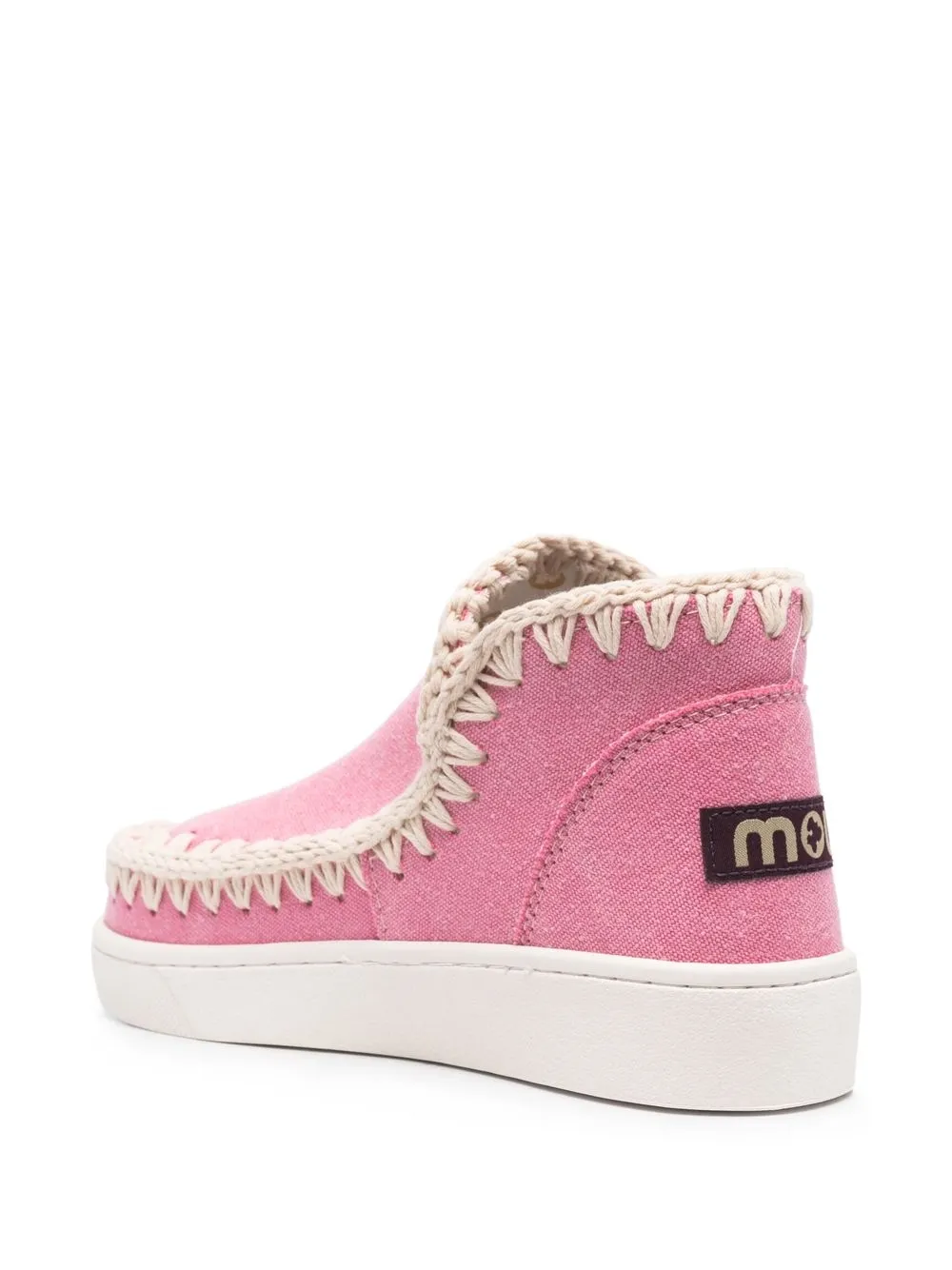 Mou Eskimo contrast-stitching ankle boots Pink