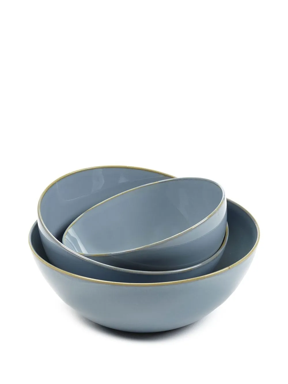 Serax Anita Le Grelle Terres De Rêves Apero Stoneware Bowls Set Of Three In Blue