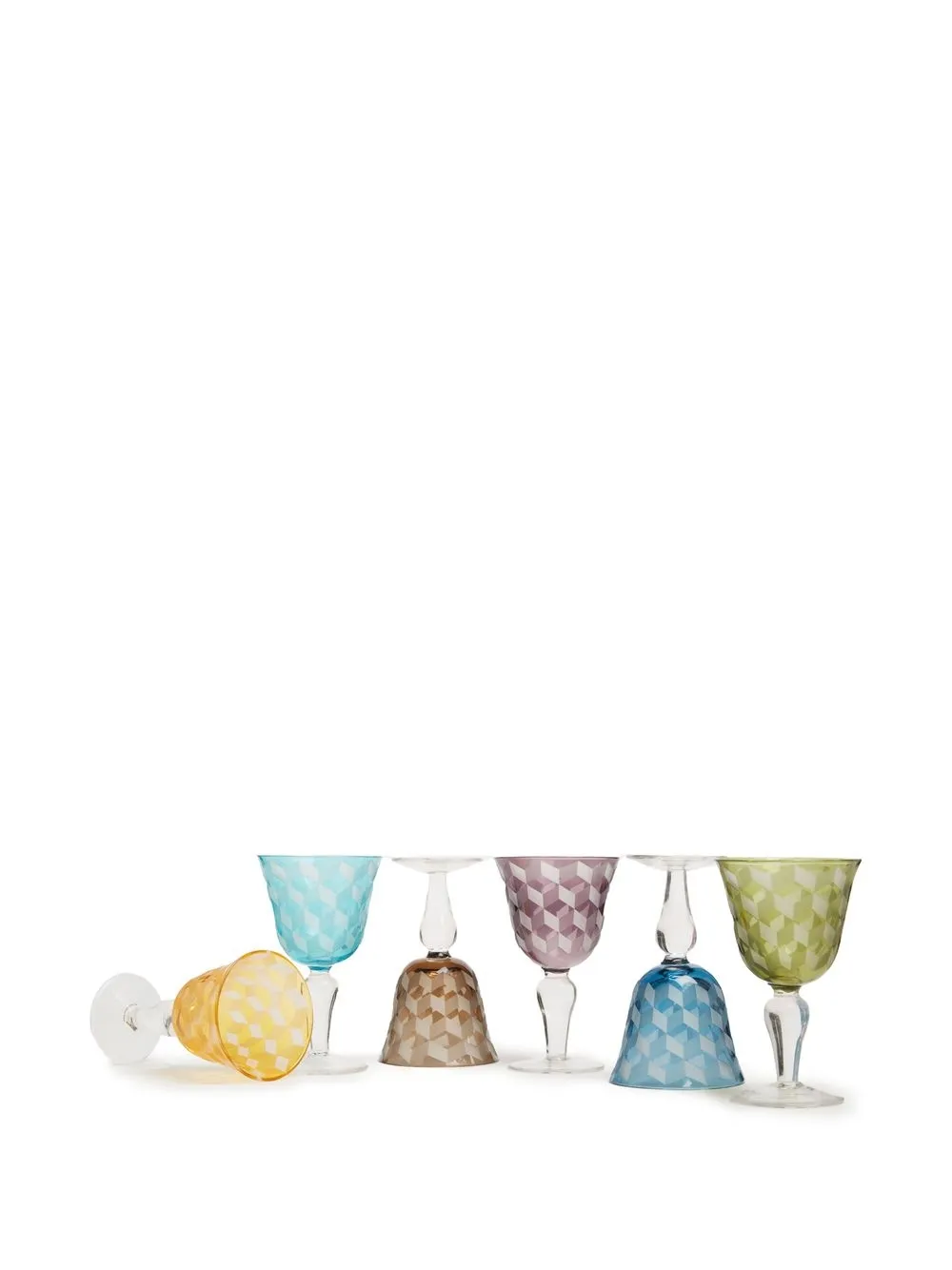  Polspotten Blocks Wine Glasses (set Of Six) - Blue 