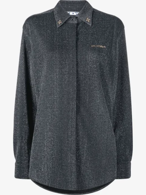 Off-White skjorte med glimmer og pile-plade