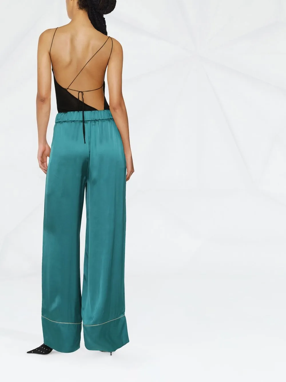 high-waisted palazzo trousers