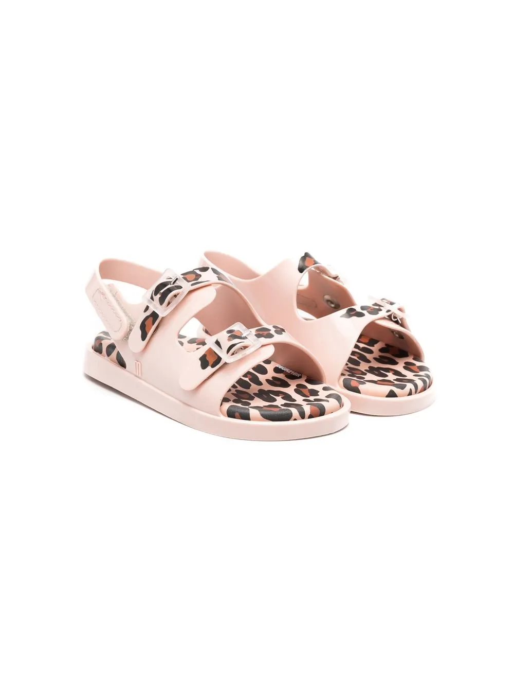 

Mini Melissa leopard print open toe sandals - Pink