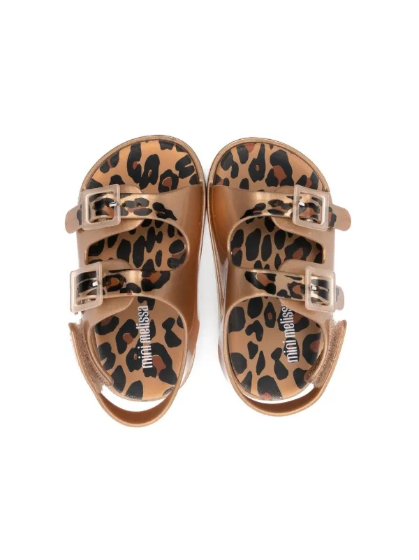 leopard print double buckle sandals