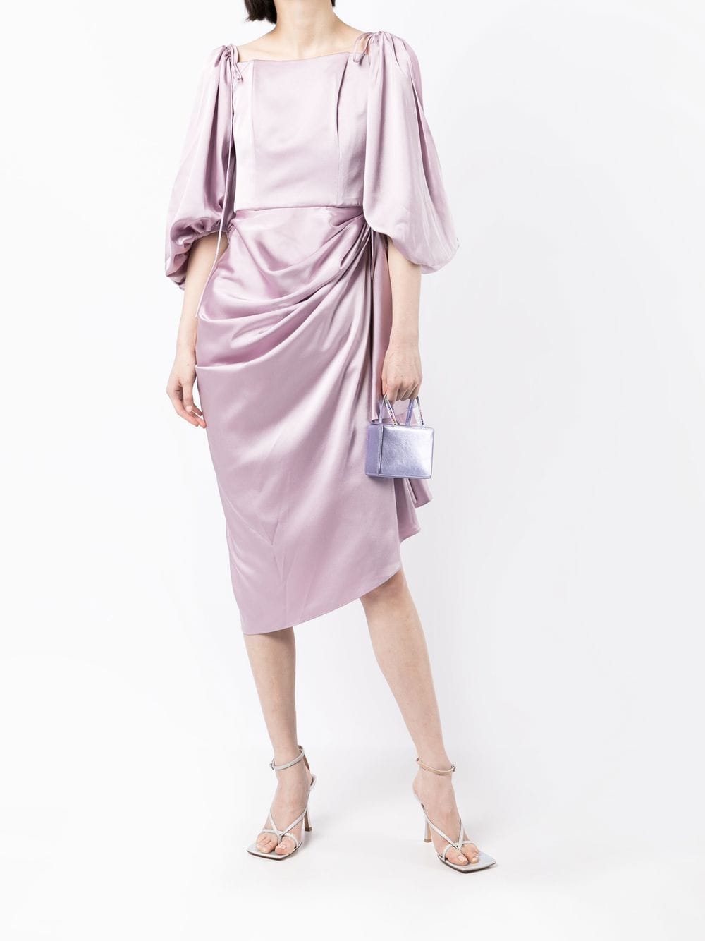 Image 2 of BAZZA ALZOUMAN bell-sleeve silk wrap dress