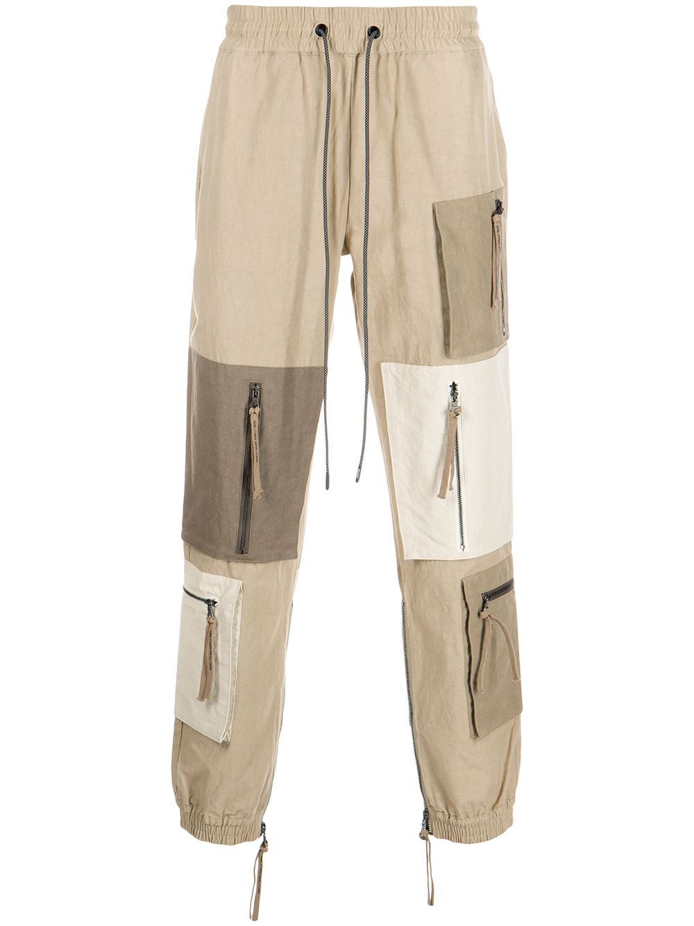 Mostly Heard Rarely Seen Patchwork Zip-pocket Trousers In Brown